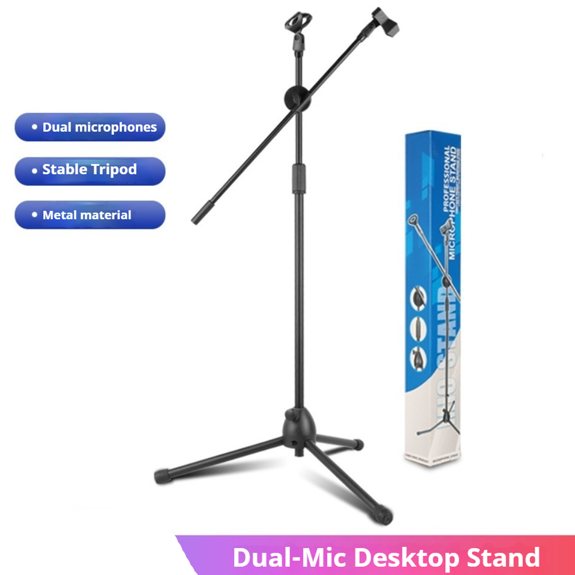 Shure Mic Sm58 - Statyw mikrofonowy podłogowy z podwójnym ramieniem: